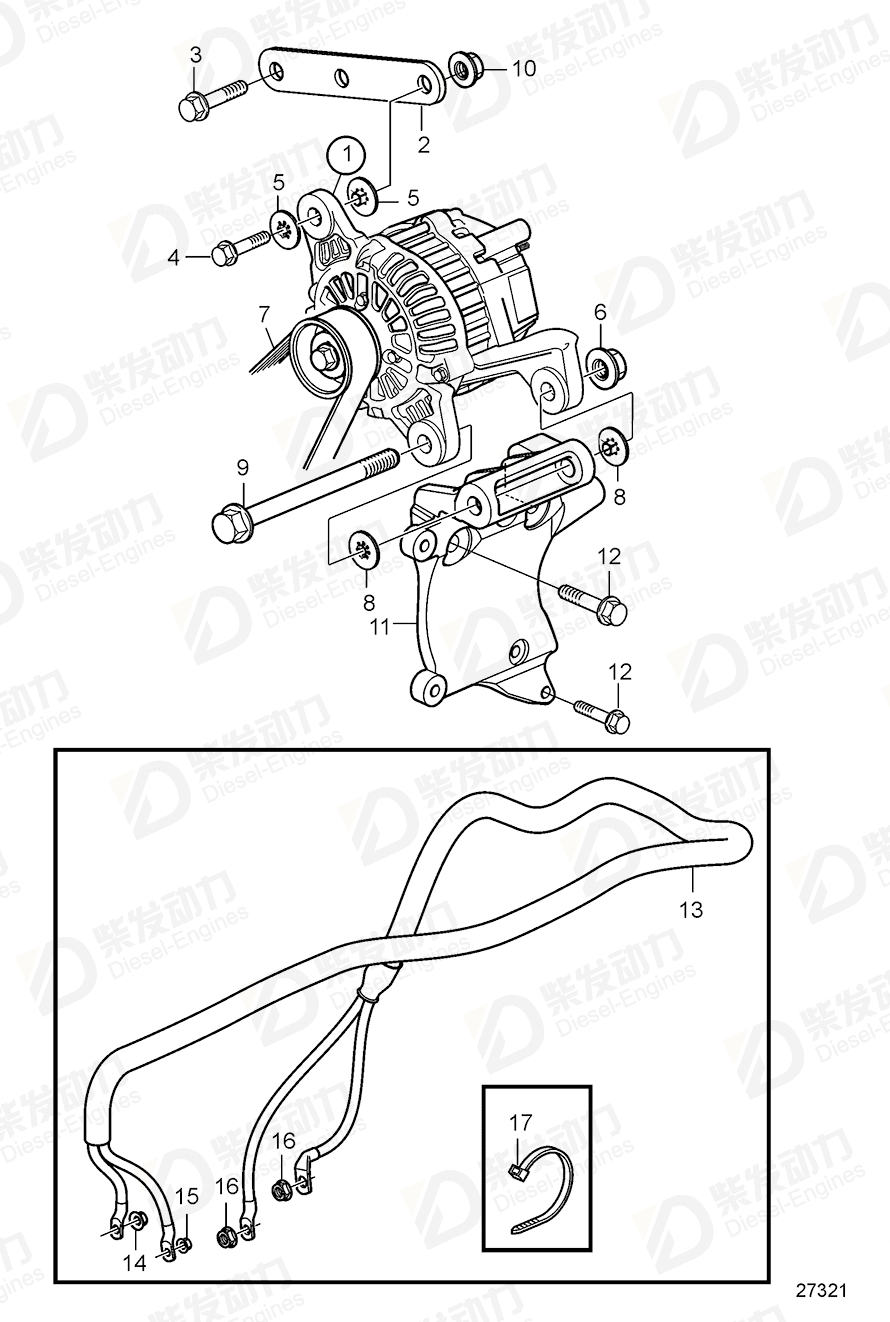 VOLVO V-ribbed belt 20529243 Drawing